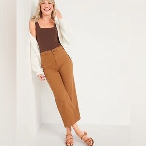 Old Navy Women’s Wide Leg Brown Pants Petite 4P 4 Extra High Rise Jeans Brown